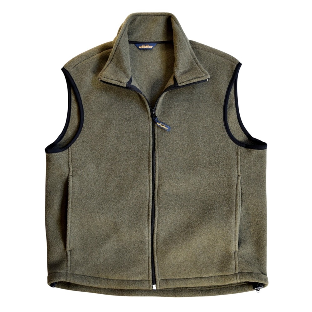 Woolrich Polartec Fleece Vest Men's Medium Full Zip Olive Green Gorepore - 17211